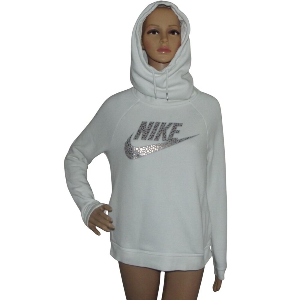 Nike Sweatshirt Hoodie Womens Size Small White Swoosh pullover sweatshirt